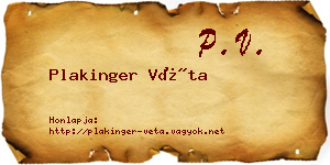 Plakinger Véta névjegykártya